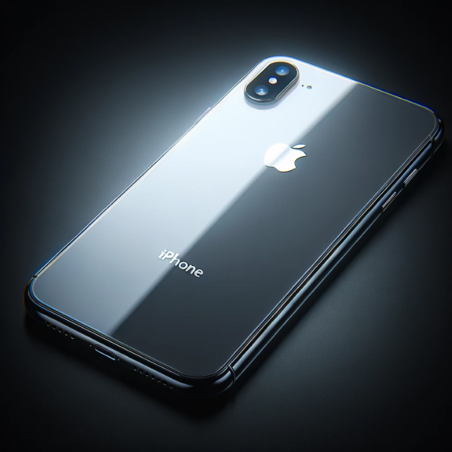 DALL·E 2024-01-26 22.24.35 - Create an image of an iPhone with a focus on its back glass. The iPhone should be depicted with a sleek and modern design, showcasing the elegance of