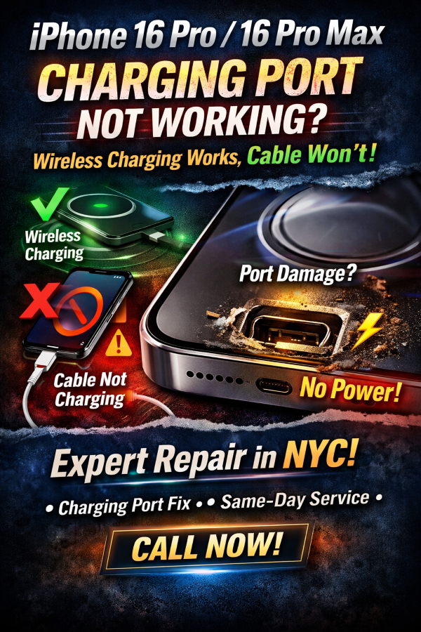 iPhone 16 Pro / 16 Pro Max Charging Port Issue - iPhone Repair NYC